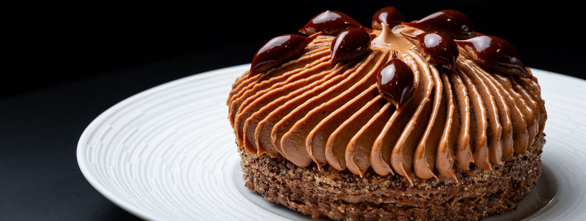 Pâtisserie au chocolat réalisée par Maxence Barbot.