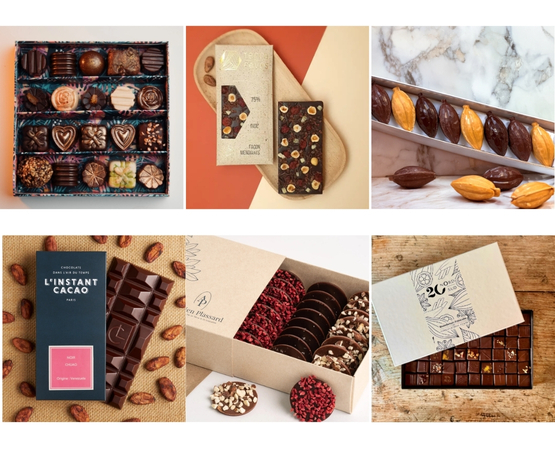 Collection of handcrafted chocolates in boxes