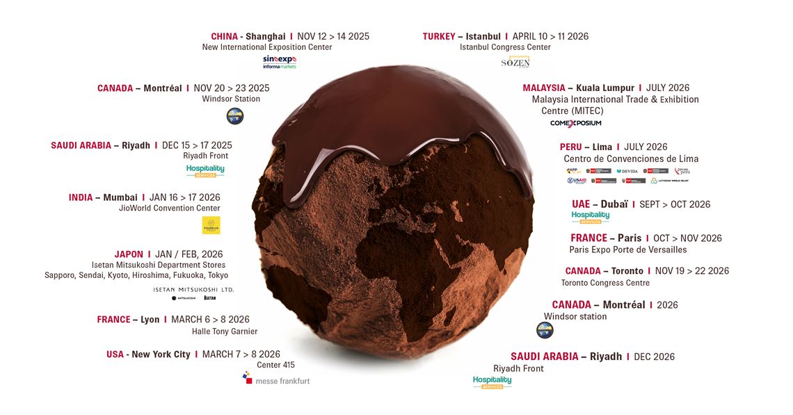 Map monde du Salon du Chocolat et sa présence internationale
